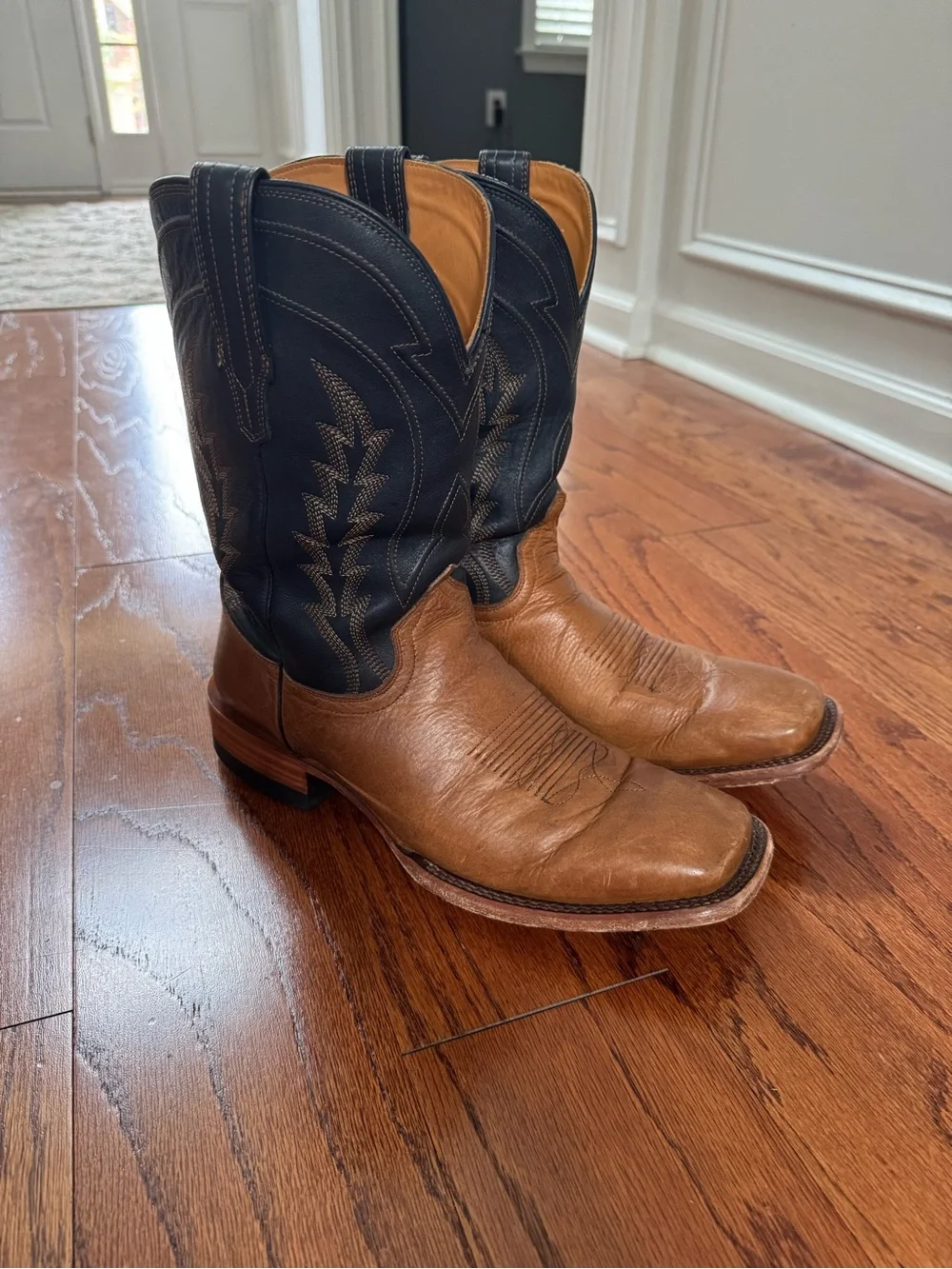 Tecovas The Doc Two-Tone Leather Western Boots — Brown & Navy